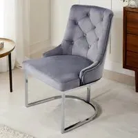 Button Tufted Armchair - Grey, Suede