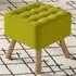 Buttoned Footstool with Wooden Legs - Green, Linen