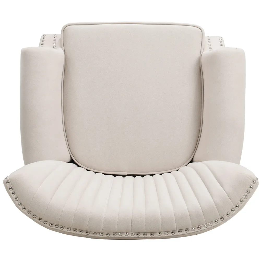 Channel Deep Cushioned Armchair with Nailhead Trim - Beige
