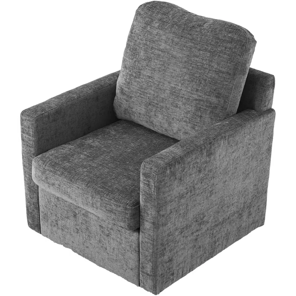 Chenille Swivel Lounge Chair - Grey