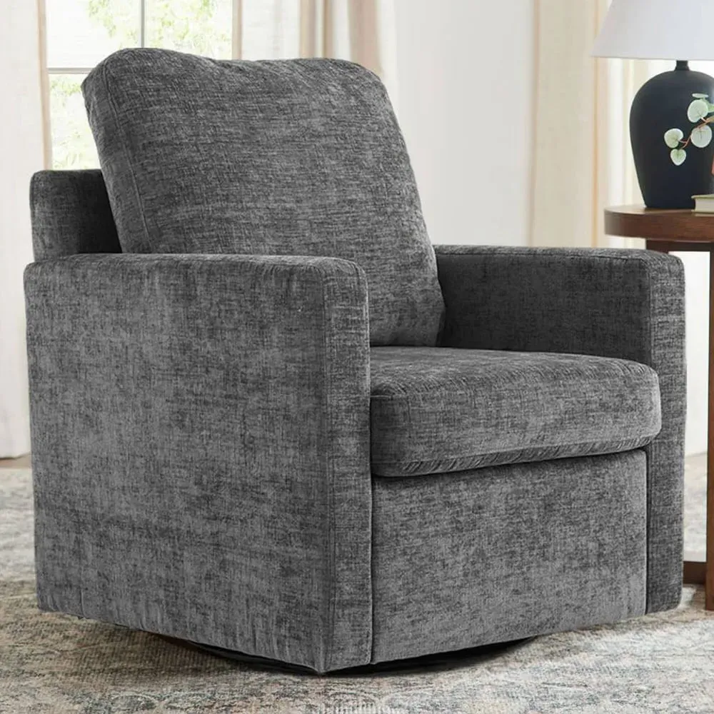 Chenille Swivel Lounge Chair - Grey