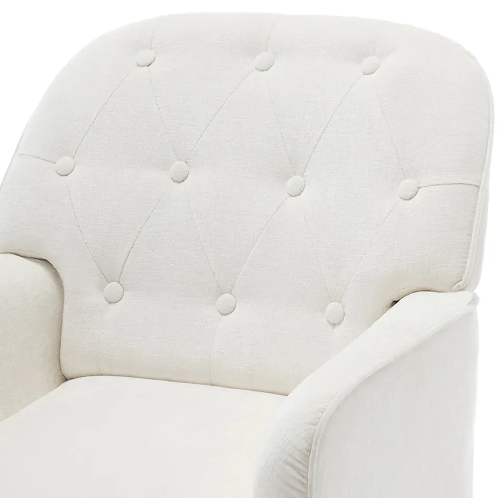 Chenille Upholstered Leisure Chair with Armrests - Cream