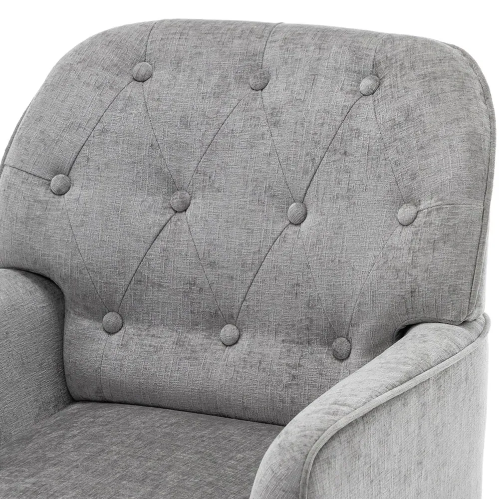 Chenille Upholstered Leisure Chair with Armrests - Grey