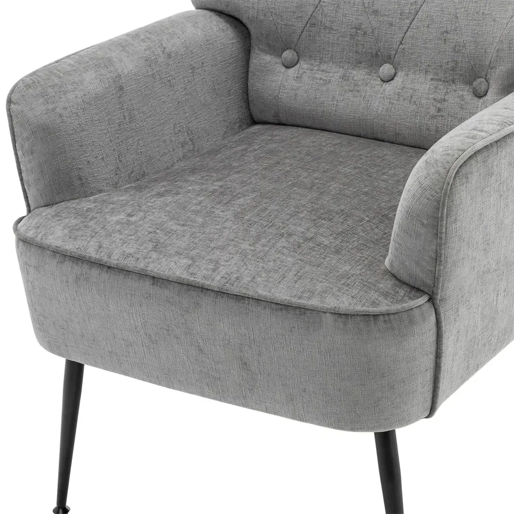 Chenille Upholstered Leisure Chair with Armrests - Grey