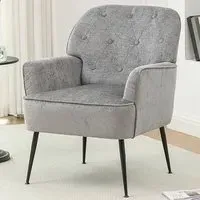 Chenille Upholstered Leisure Chair with Armrests - Grey