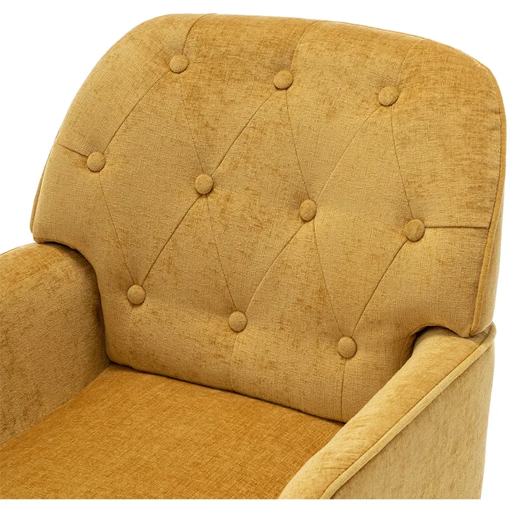 Chenille Upholstered Leisure Chair with Armrests - Yellow