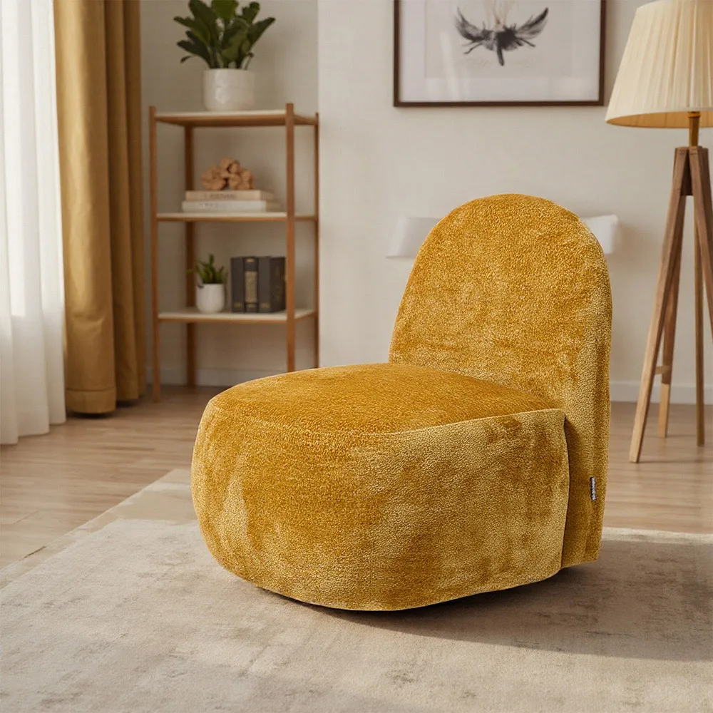 Chenille Upholstered Lounge Chair - Yellow
