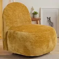 Chenille Upholstered Lounge Chair - Yellow