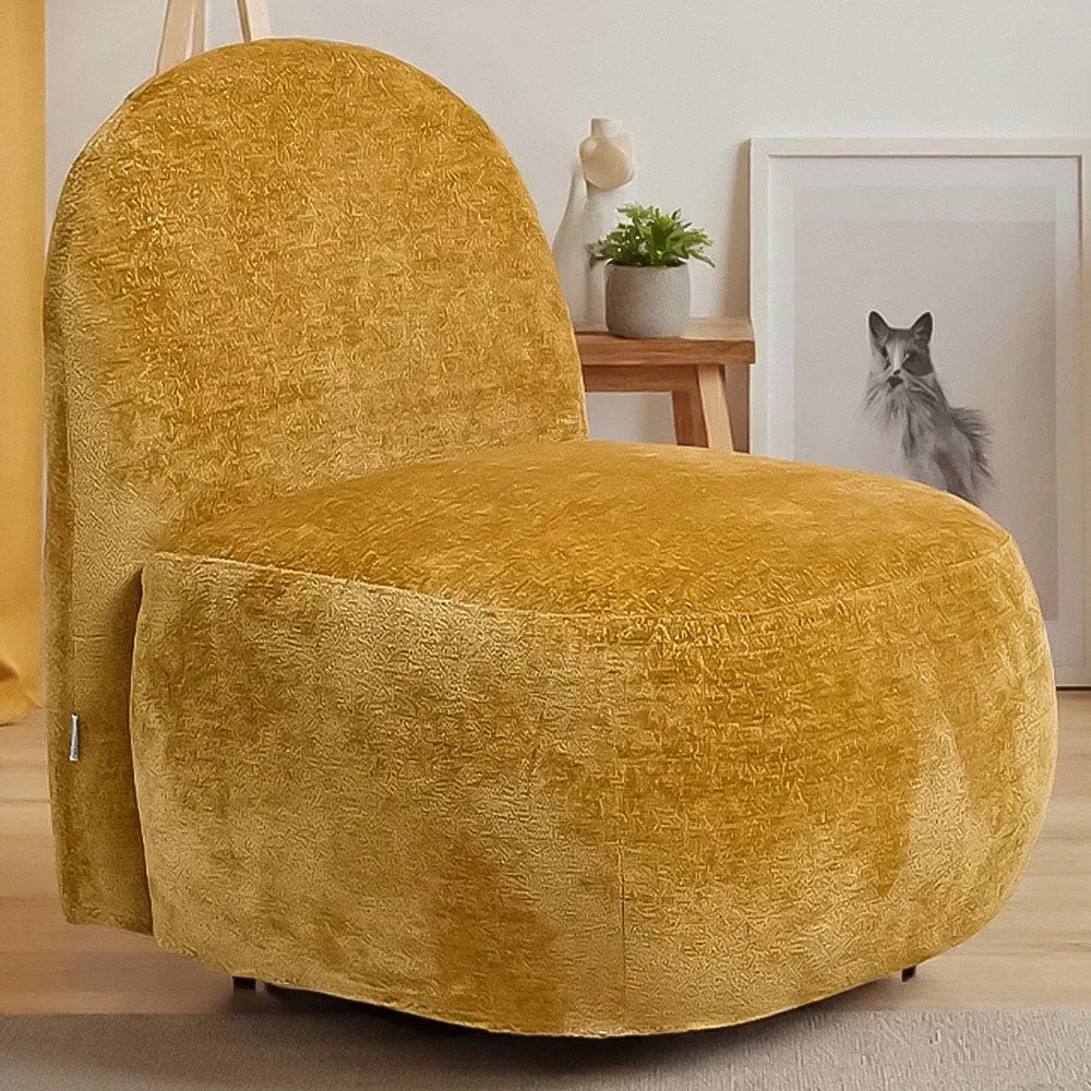 Chenille Upholstered Lounge Chair - Yellow