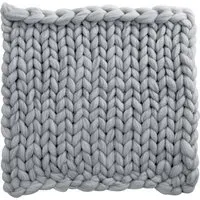 Chunky Knit Throw Blanket - Light Grey