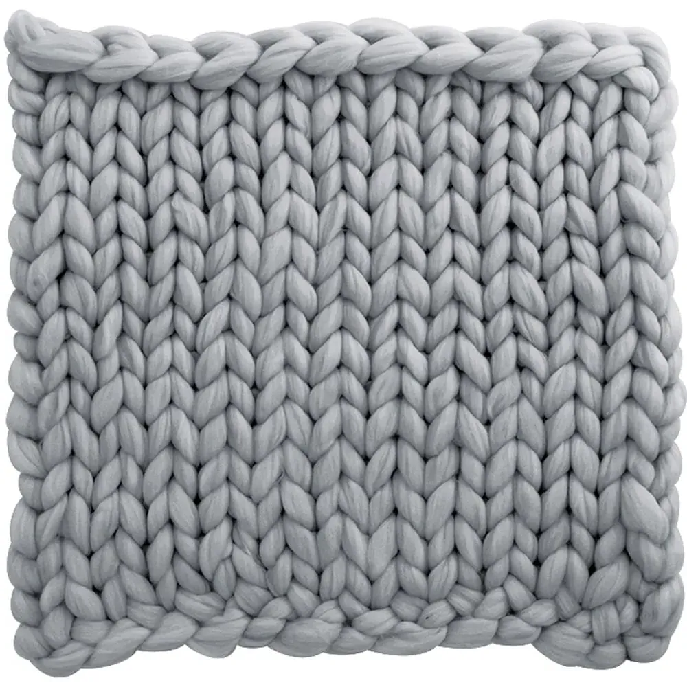 Chunky Knit Throw Blanket - Light Grey