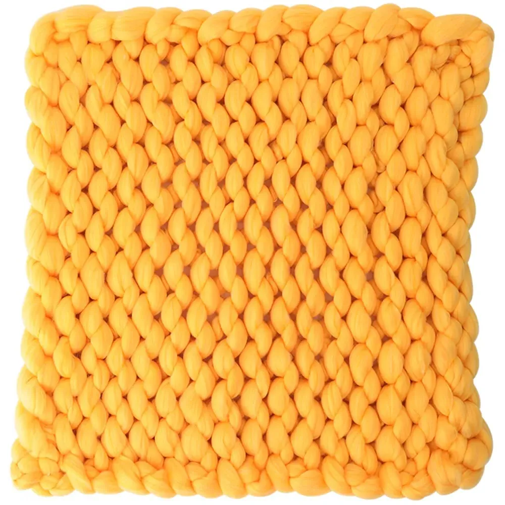 Chunky Knit Throw Blanket - Yellow image