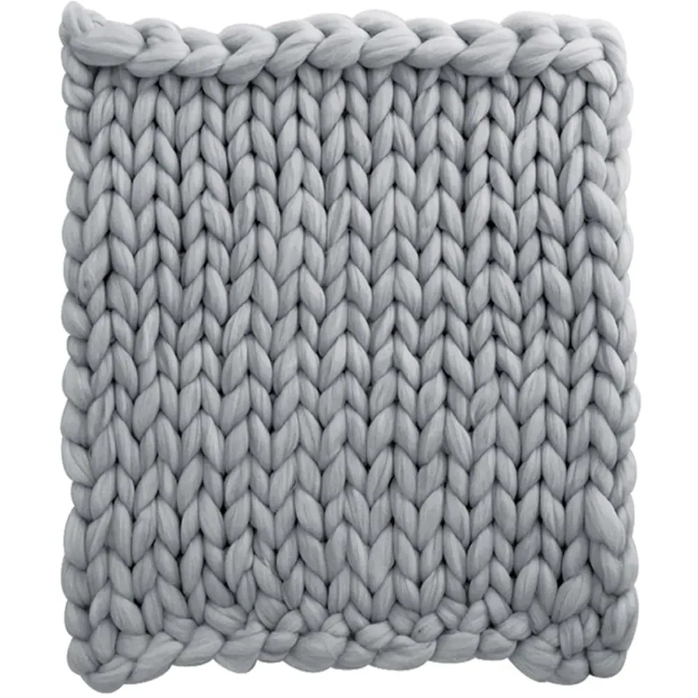 Chunky Knit Throw - Grey, Cotton