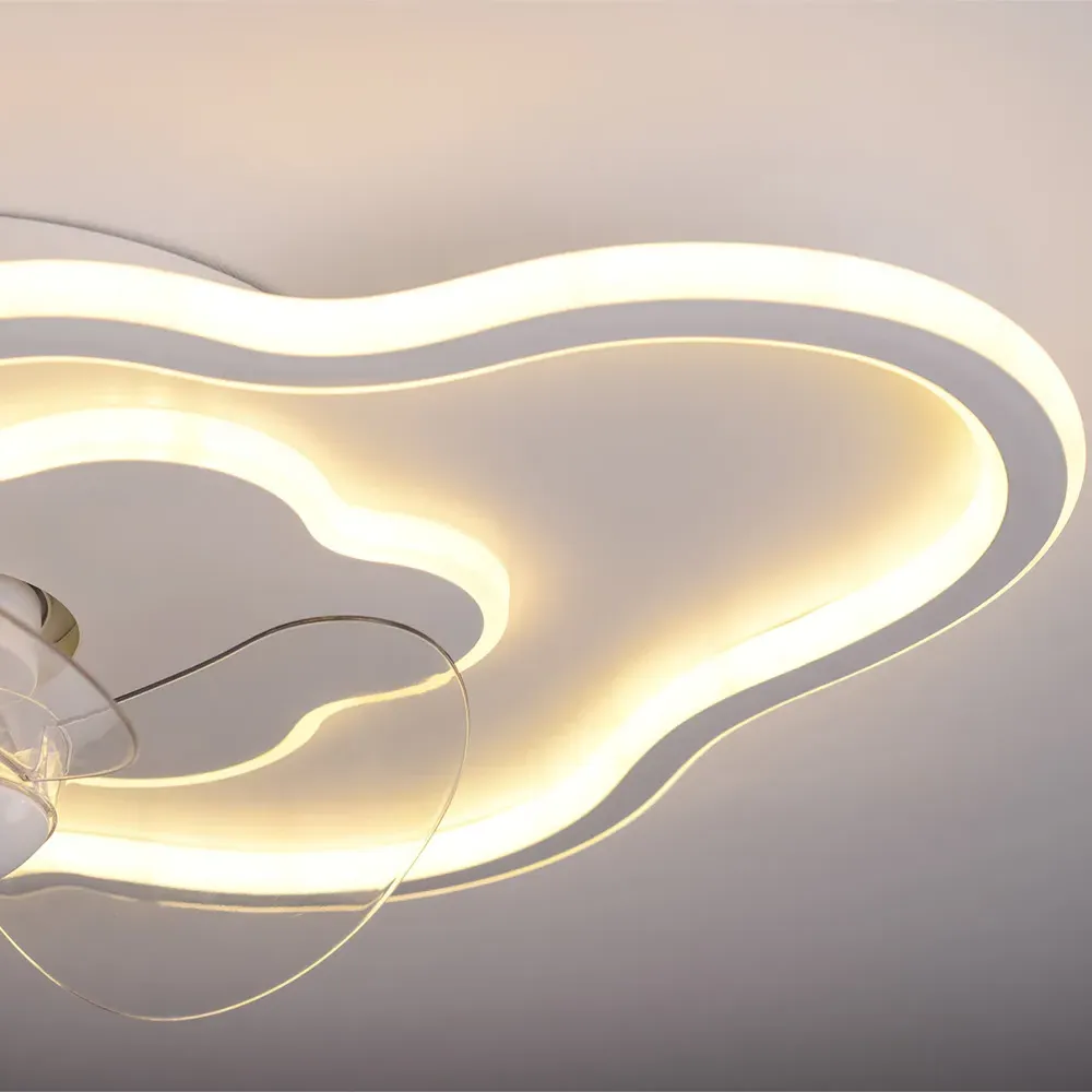 Cloud 15 inch Dimmable LED Ceiling Fan Light - White
