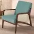 Corduroy Armchair with Rattan Armrest - Green