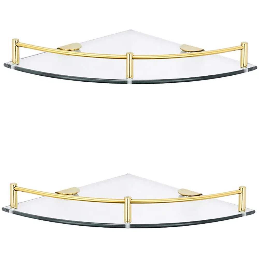 Corner Wall Shelf 2 Pack - Gold, Glass
