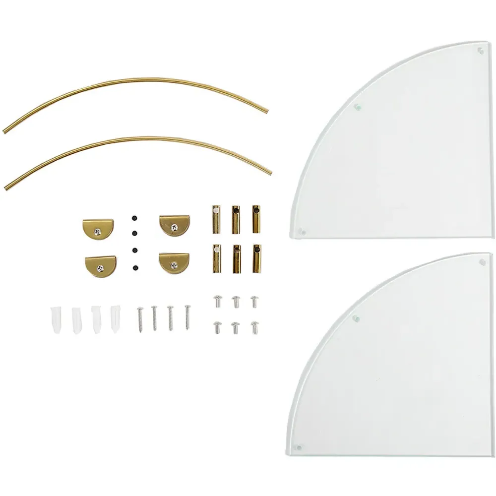 Corner Wall Shelf 2 Pack - Gold, Glass