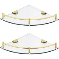 Corner Wall Shelf 2 Pack - Gold, Glass