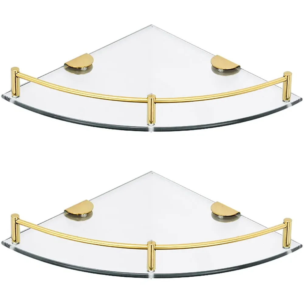 Corner Wall Shelf 2 Pack - Gold, Glass image