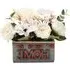 Country Style Hydrangea Peony Artificial Flower in Wooden Vase - White
