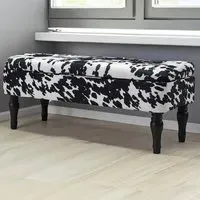 Cow Print Upholstered Storage Bench - Multi, Velvet
