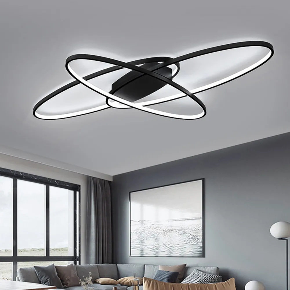 Cross Oval Ceiling Light - Black
