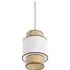 Cylindrical Rattan Pendant Light - White Fabric Shade