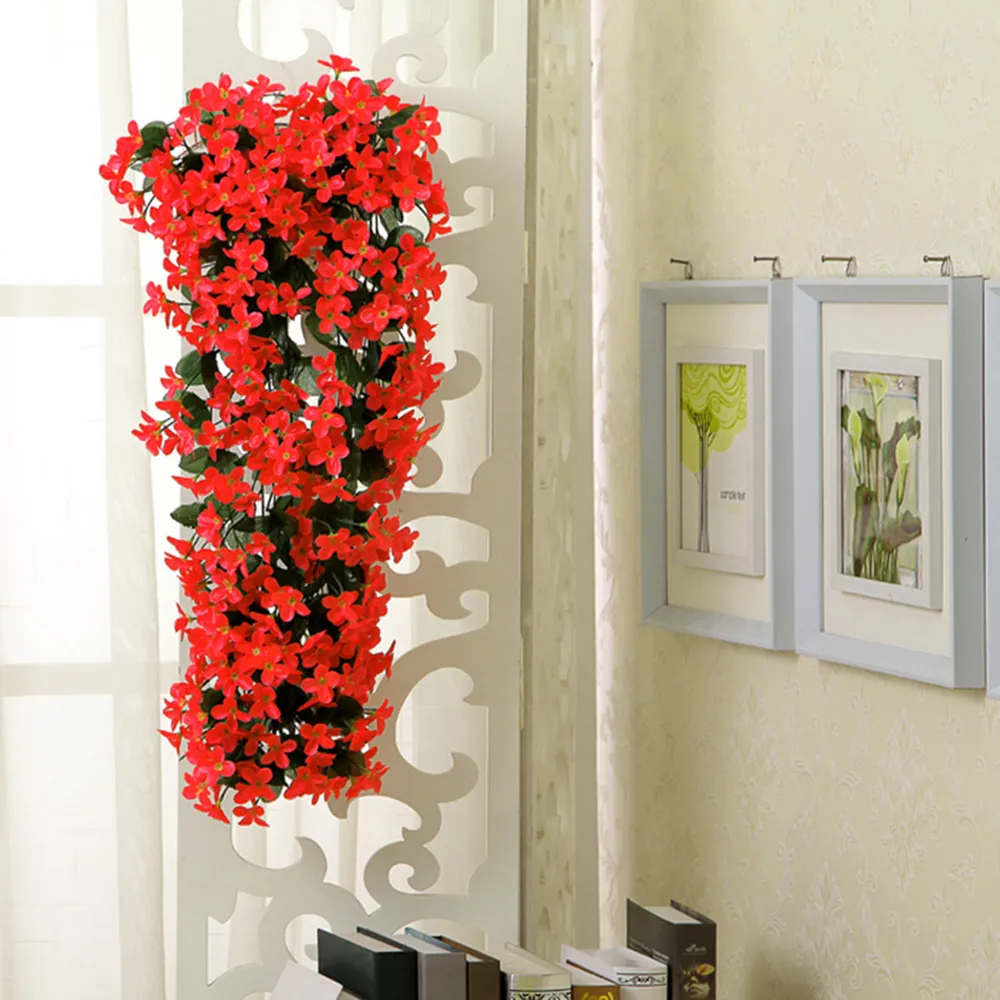 Decorative Wall Hanging Artificial Violet Vine Plant - Red