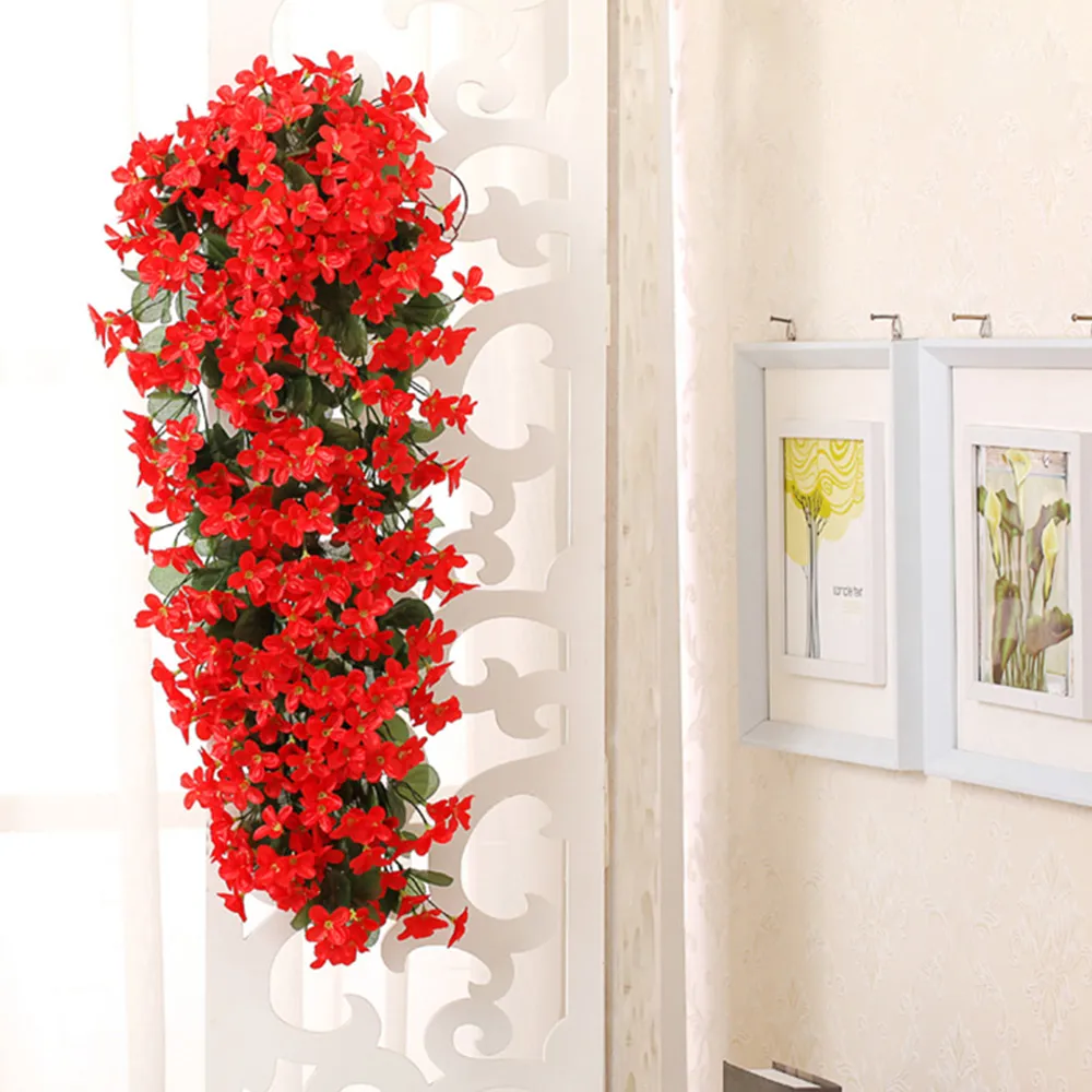 Decorative Wall Hanging Artificial Violet Vine Plant - Red