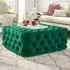 Deep Buttoned Footstool - Green, Velvet