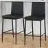 Diamond-Quilted Bar Stool Set of 2 - Black, PU Leather