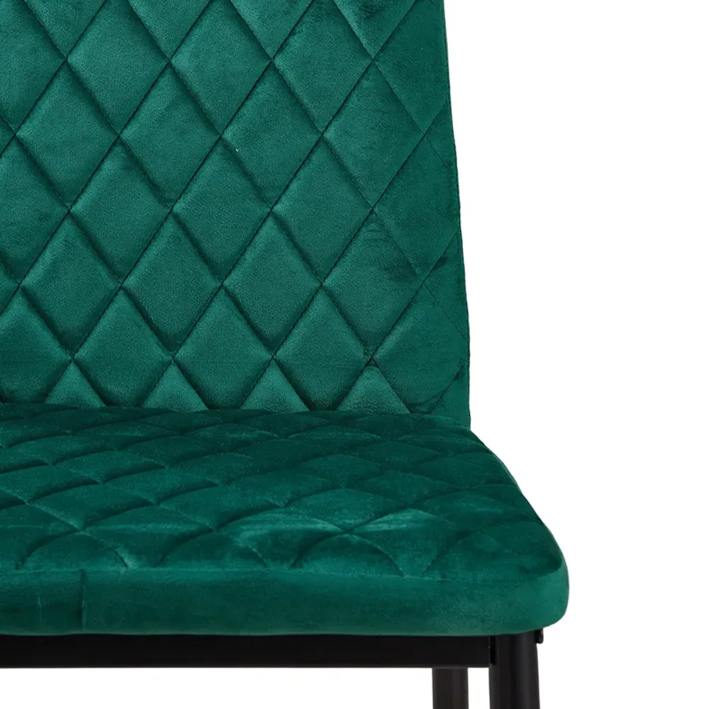 Diamond-Quilted Bar Stool Set of 2 with Footrest - Green, Velvet