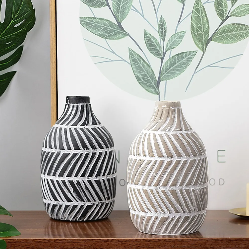 Distressed Ceramic Vase - Light Brown