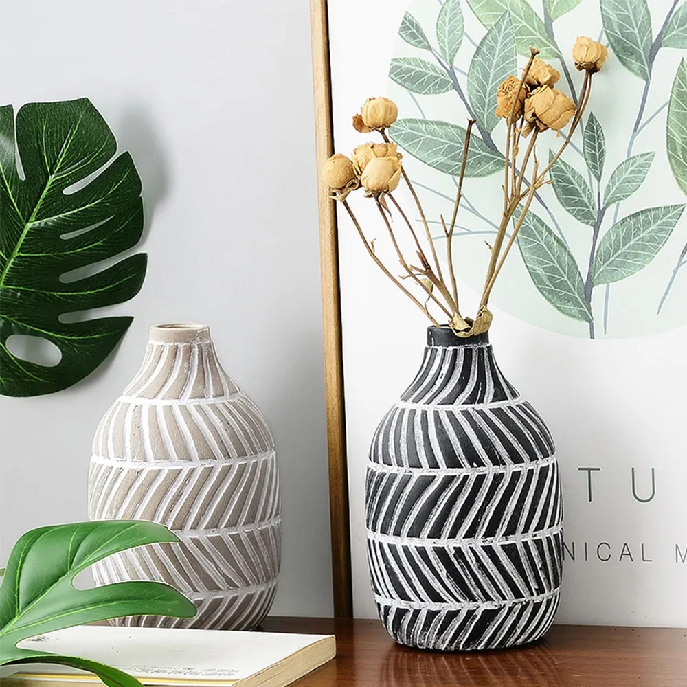 Distressed Ceramic Vase - Light Brown