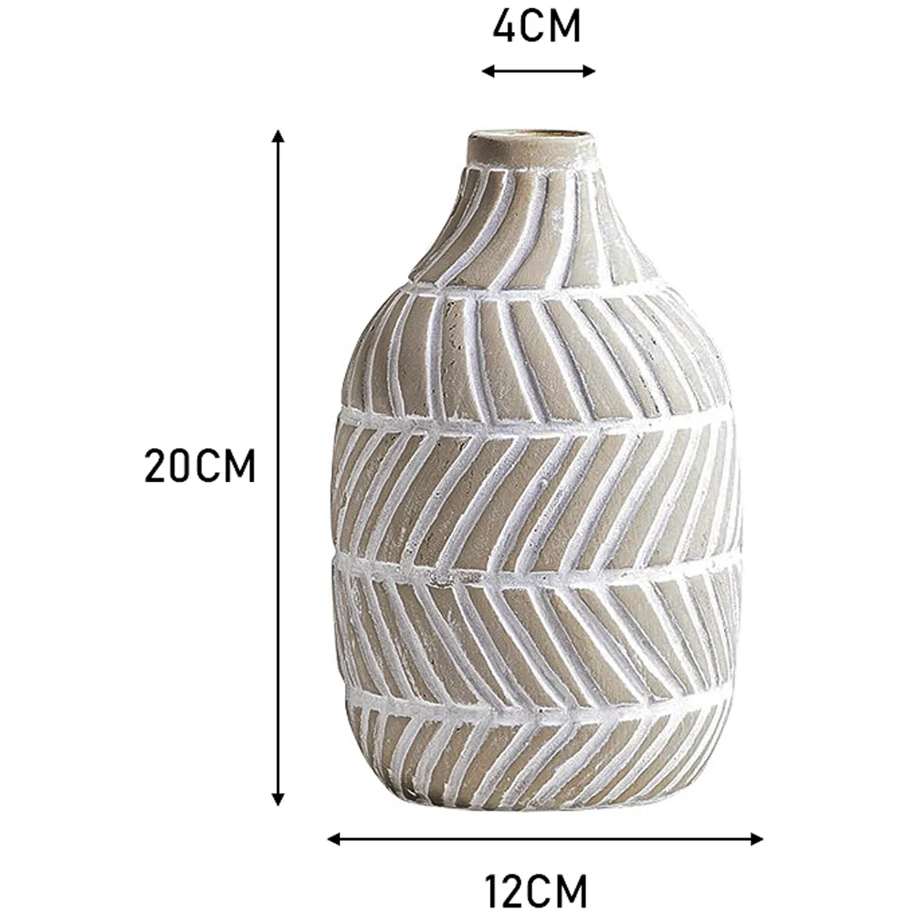 Distressed Ceramic Vase - Light Brown