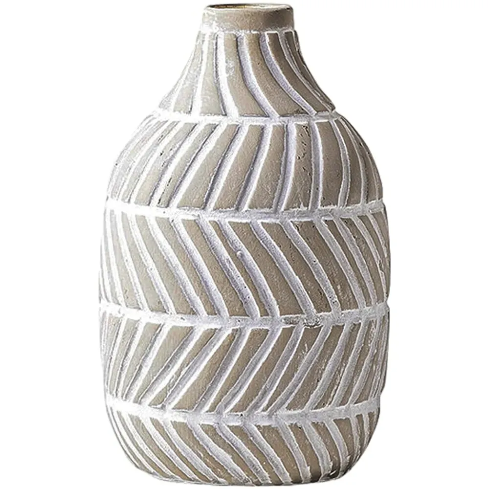 Distressed Ceramic Vase - Light Brown image