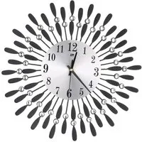 Drop-Shape Wall Clock with Crystal - Black, Metal