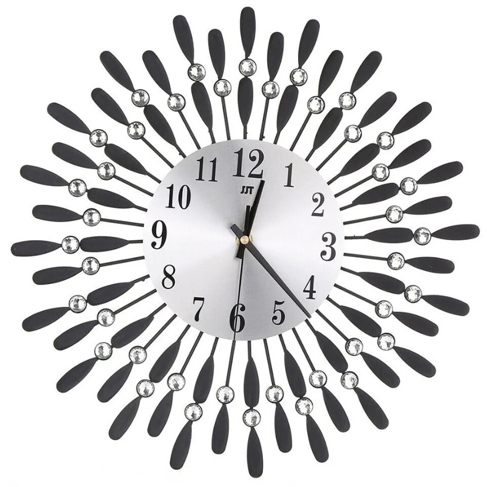 Drop-Shape Wall Clock with Crystal - Black, Metal image