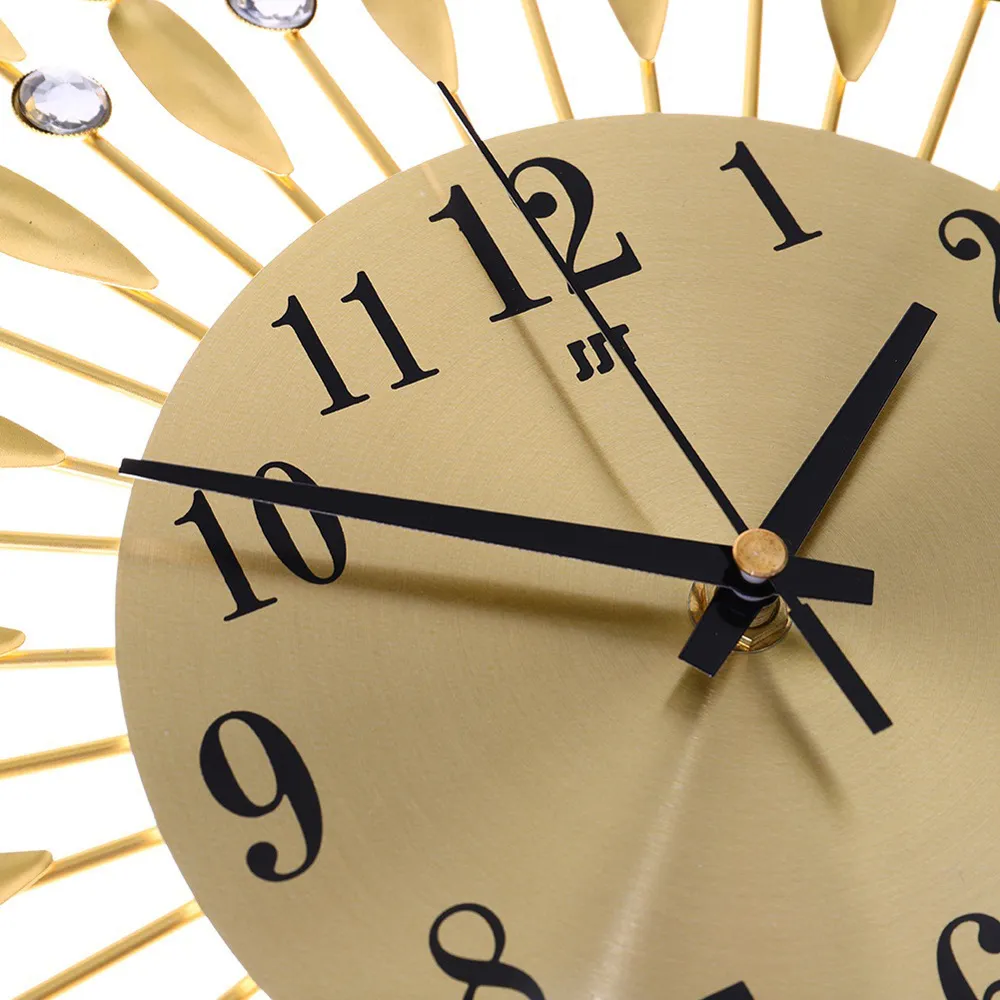 Drop-Shape Wall Clock with Crystal - Gold, Metal