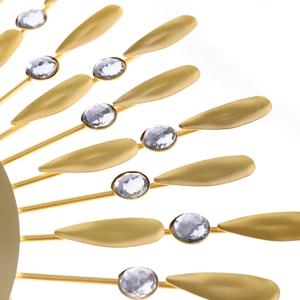 Drop-Shape Wall Clock with Crystal - Gold, Metal