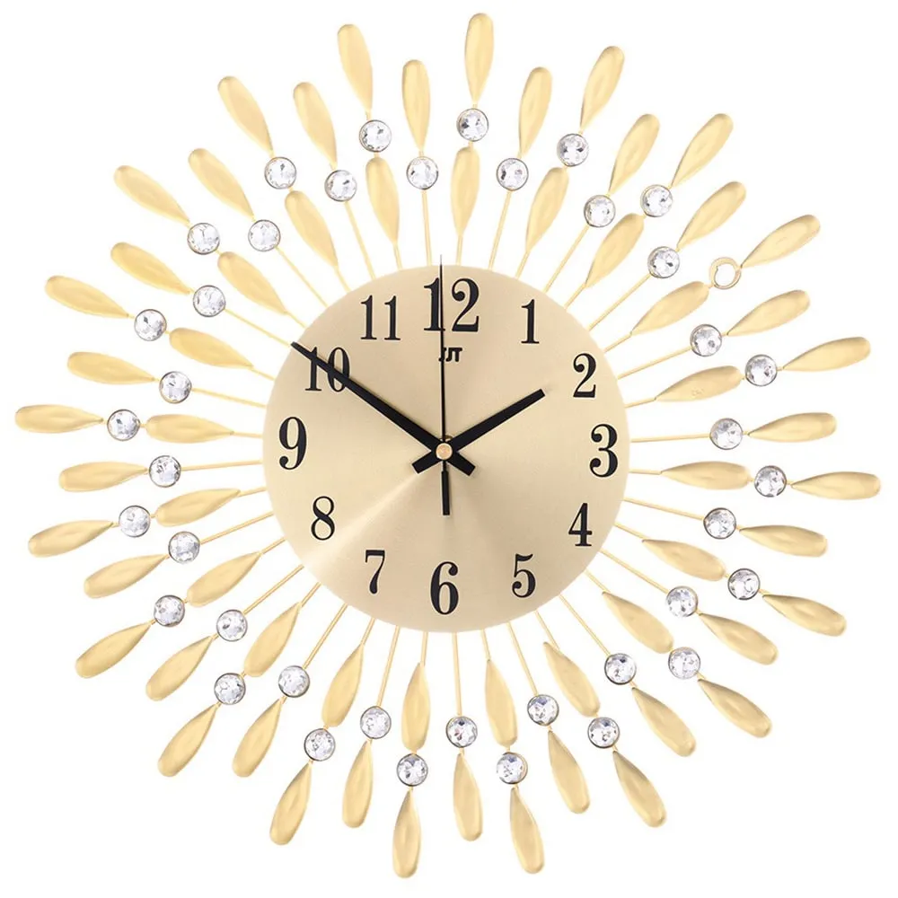 Drop-Shape Wall Clock with Crystal - Gold, Metal