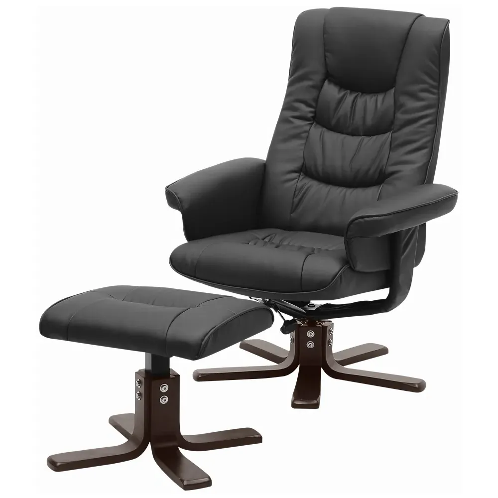 Duck Feet Armchair with Footrest - Black