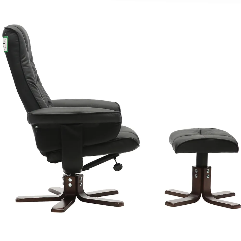 Duck Feet Armchair with Footrest - Black