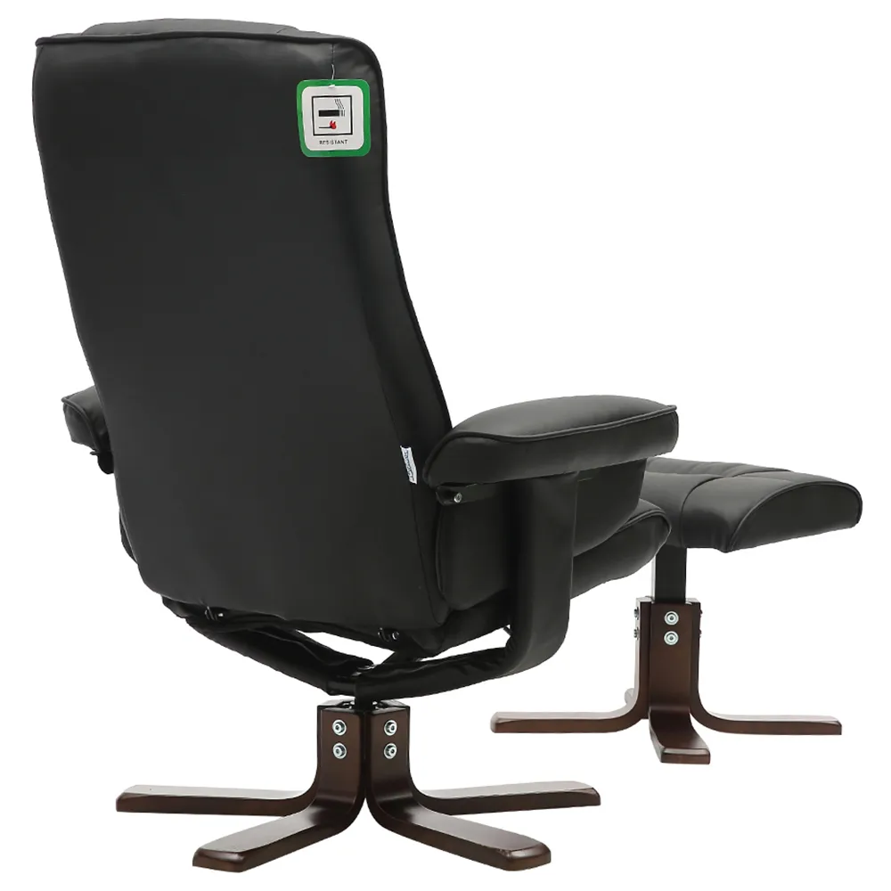 Duck Feet Armchair with Footrest - Black