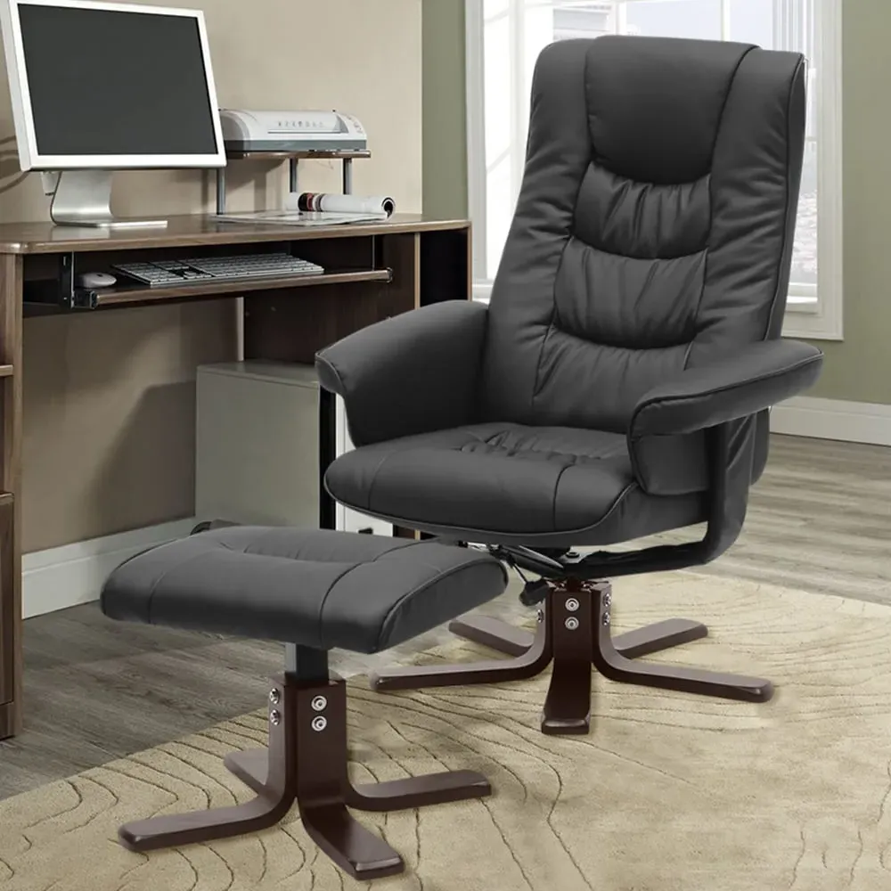 Duck Feet Armchair with Footrest - Black image