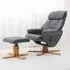 Duck Foot Base Swivel Recliner with Ottoman - Dark Grey, Linen