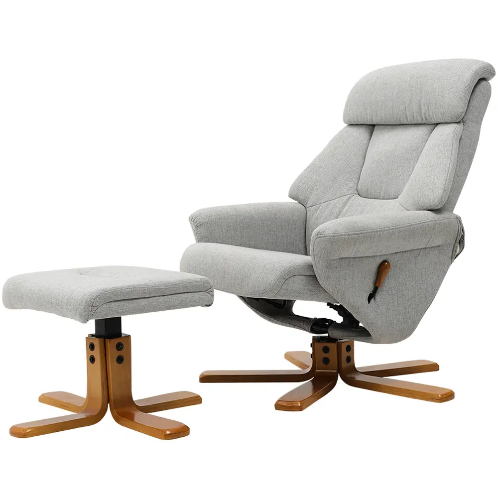 Duck Foot Base Swivel Recliner with Ottoman - Light Grey, Linen