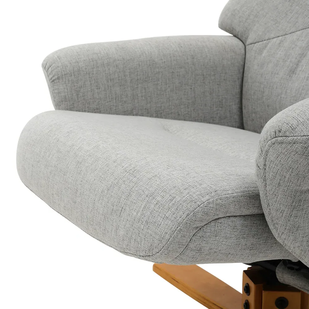 Duck Foot Base Swivel Recliner with Ottoman - Light Grey, Linen
