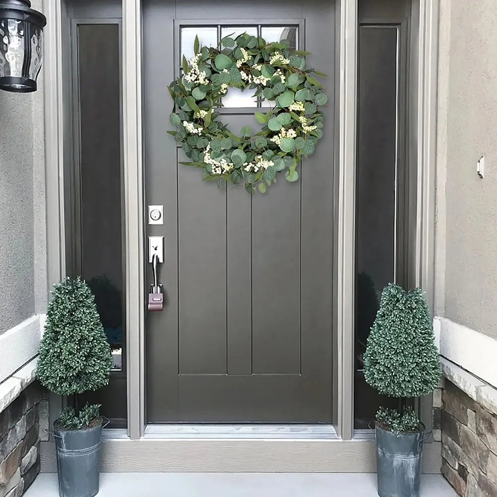 Eucalyptus Leaf Artificial Topiary Wreath - Green