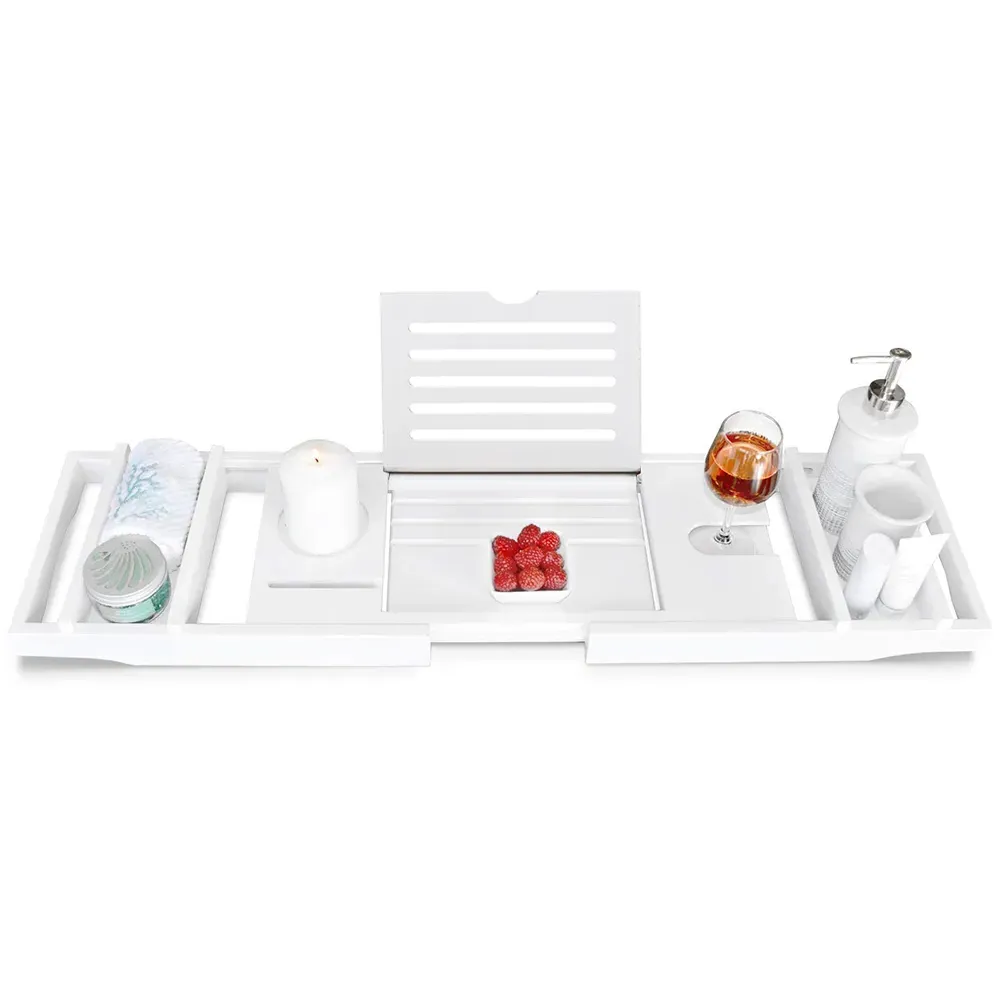 Expandable Bathtub Caddy Tray - White, Bamboo